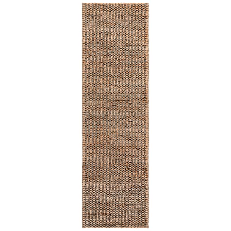 SAFAVIEH Handmade Natural Fiber Couture Seka Jute & Cotton Rug - 2'3" x 8' Runner - Natural/Silver