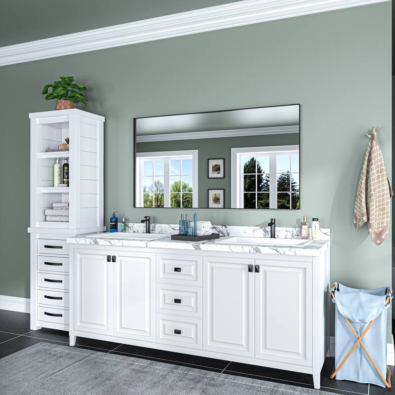 TOOLKISS Aluminum Alloy Round & Right Angle Frame Vanity Mirror