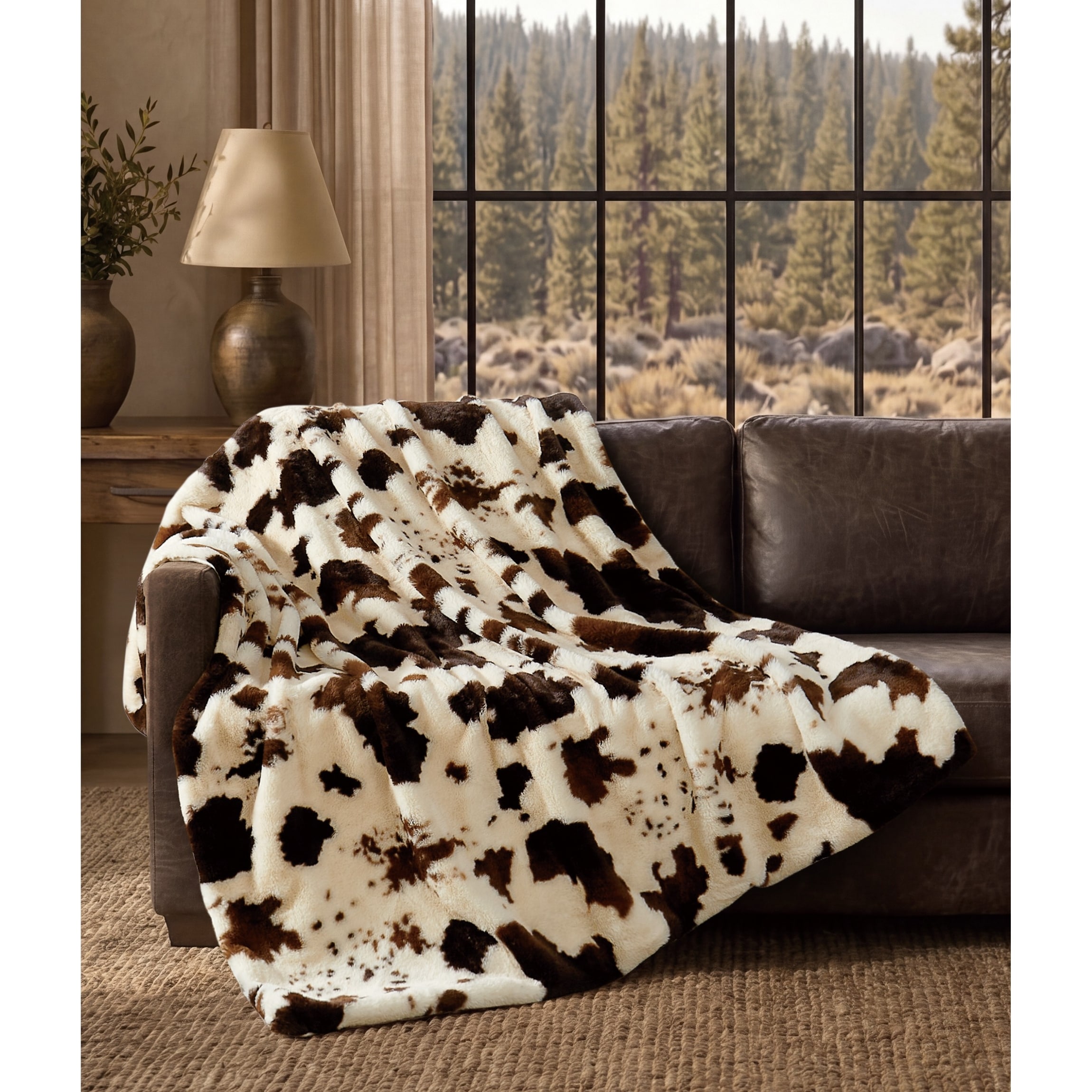 Frye Heritage Cow Faux Fur 50x70 Throw