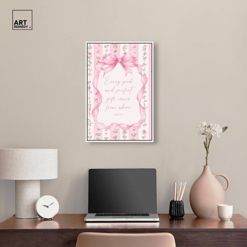Good and Perfect Gift Bow Canvas by Art Remedy