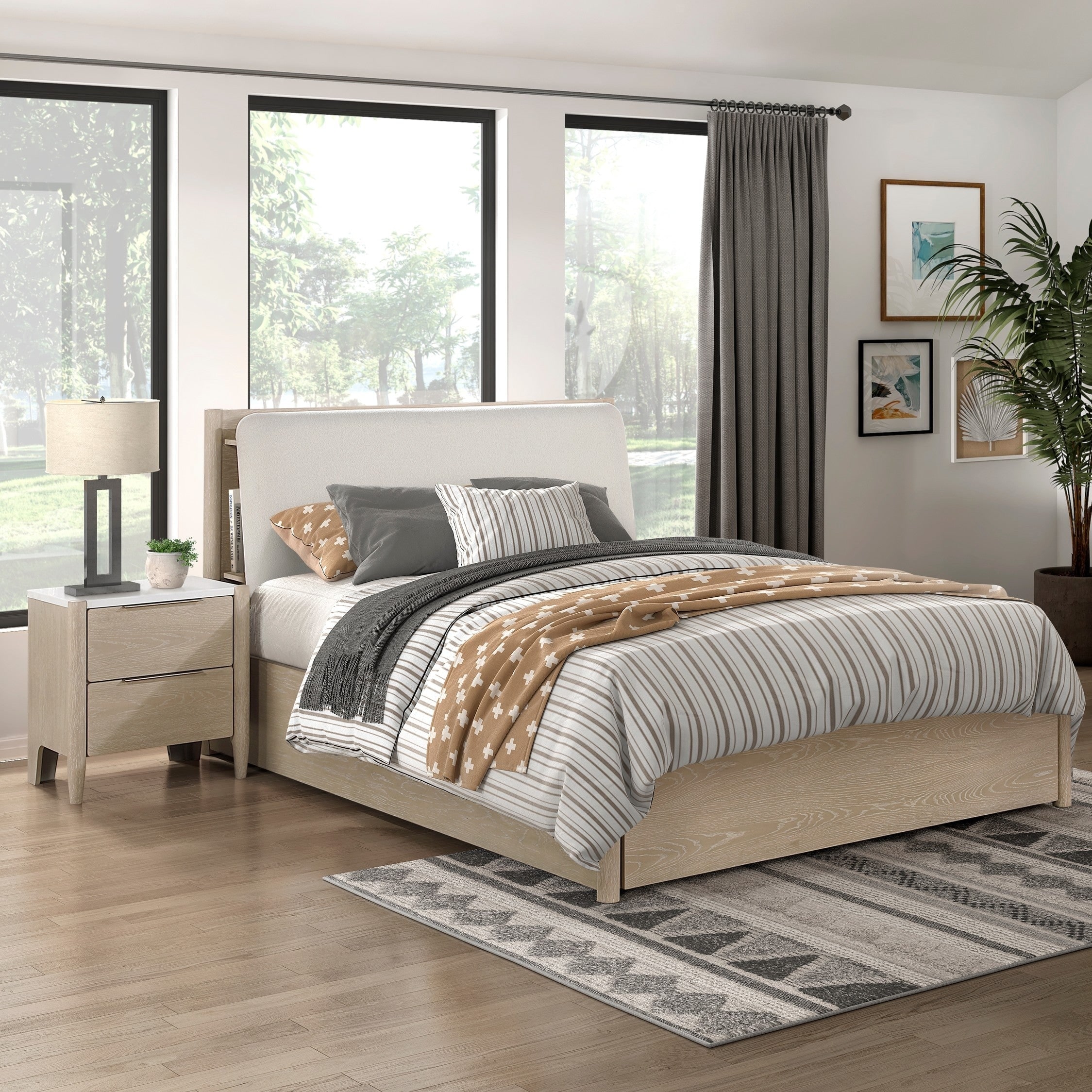 3pc Bedroom Set Platform Storage Bed and Nightstands