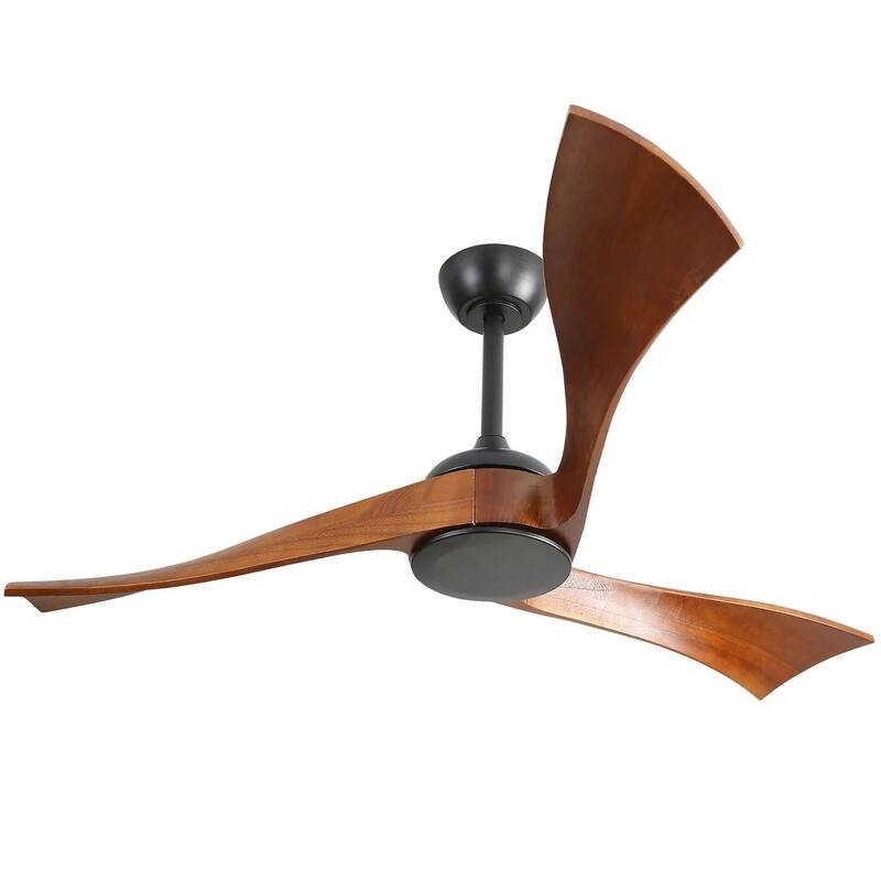 52" Wood 3-Blade Ceiling Fan without Light, 6-Speed Reversible DC Motor and Remote