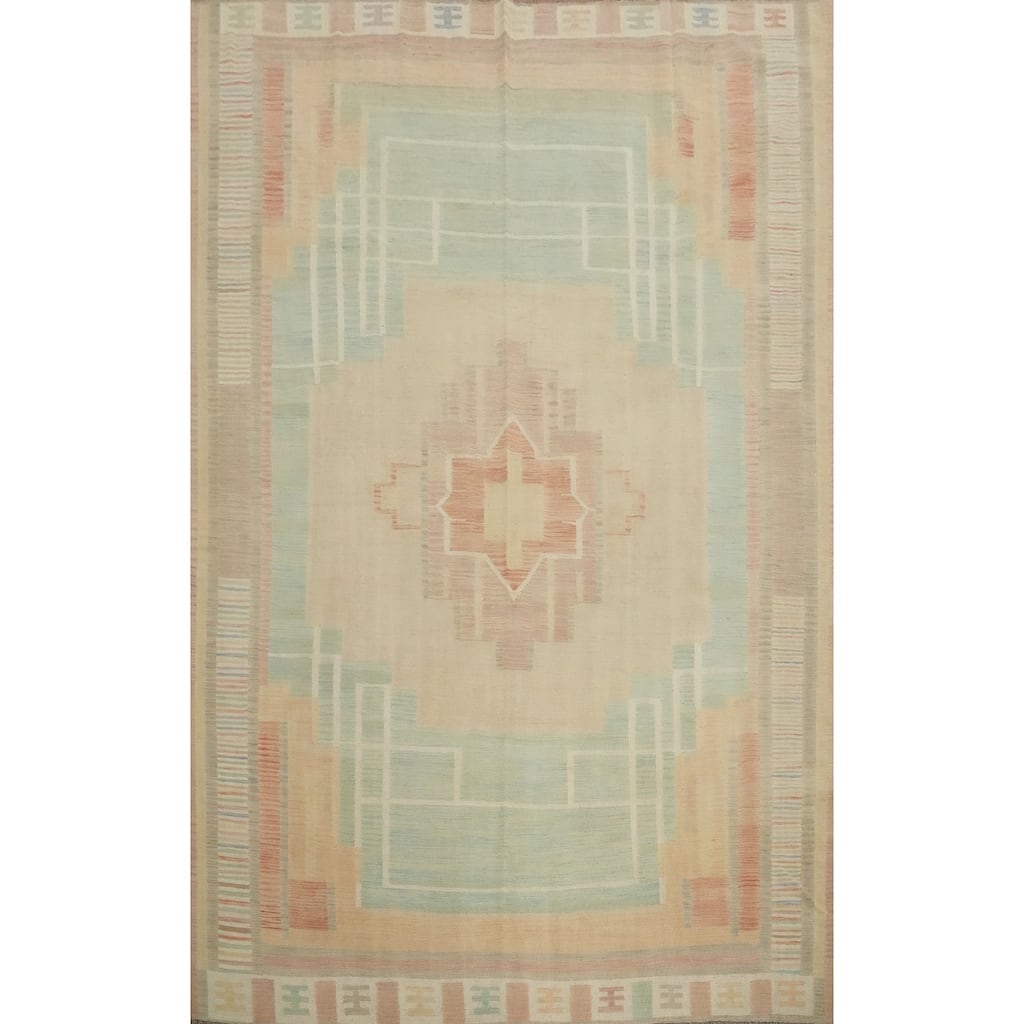 Hand Woven Oriental 100% Wool Carpet Southwestern Tribal Multi-Colored Kilim Area Rug - 11' 8'' X 8' 11''
