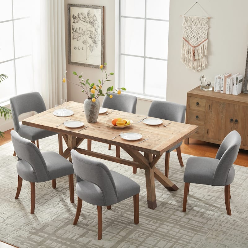 Dining Chairs Set of 2/4/6,Fabric Upholstered Kitchen Chairs with Wood Legs