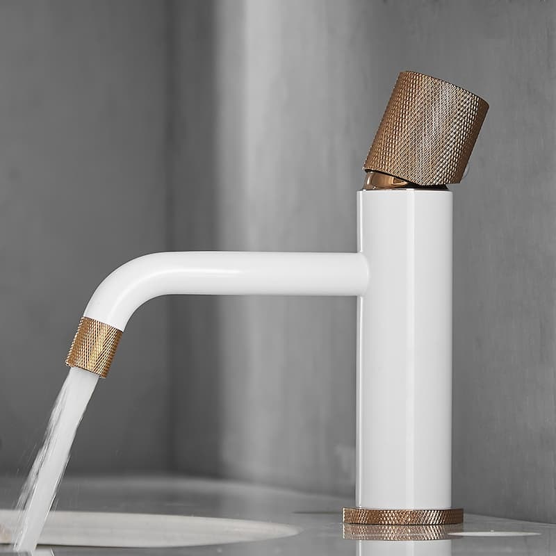 Modern White and Rose Gold Faucet Brass Bathroom Basin Faucet Design Deck Mounted Water Mixer Tap