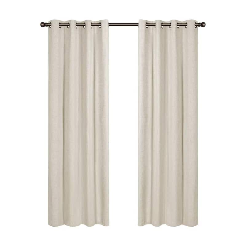 Linen Slub Blackout Grommet Curtain Pair(2 Panels)