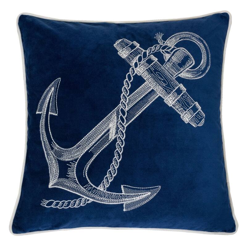 Homey Cozy Seahorse Coral Shell Anchor Throw Pillow Cover & Insert - BLUE_Anchor