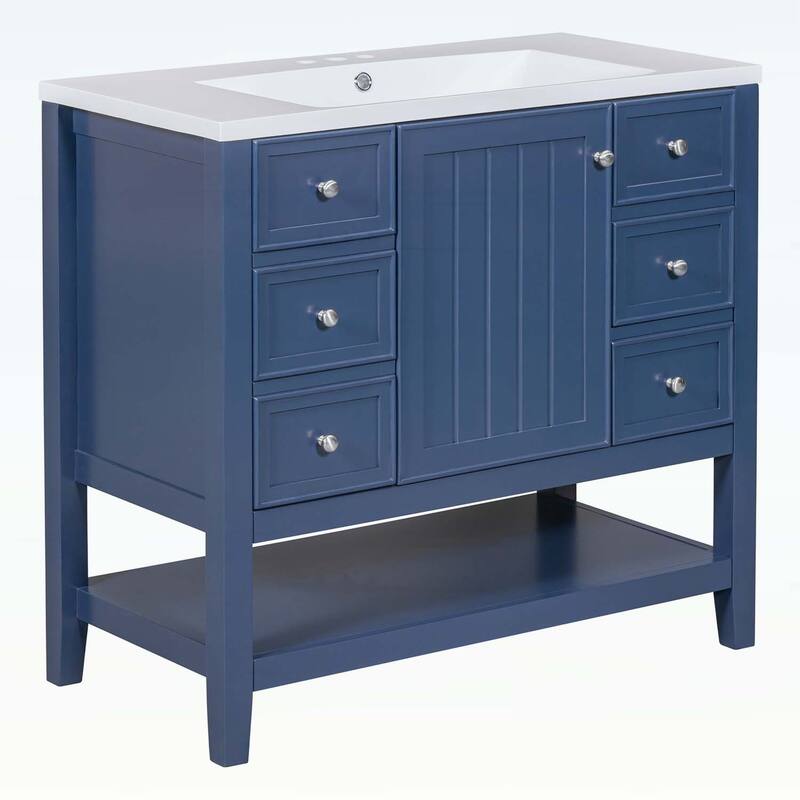 Bathroom Vanity with Sink,Cabinet,and Drawers,Open Shelf