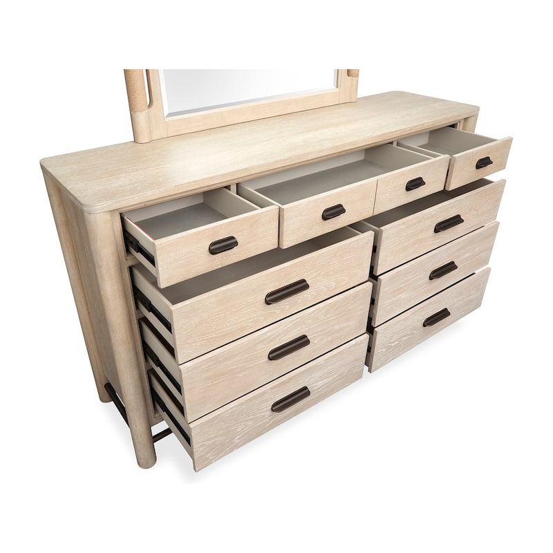 Salt Life Home Sunset Cove Sanibel Brown Drawer Dresser with Landscape Mirror