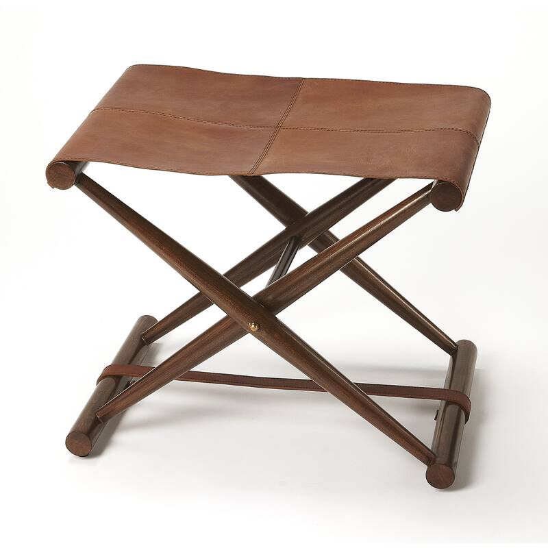 Butler sutton leather folding stool - Brown