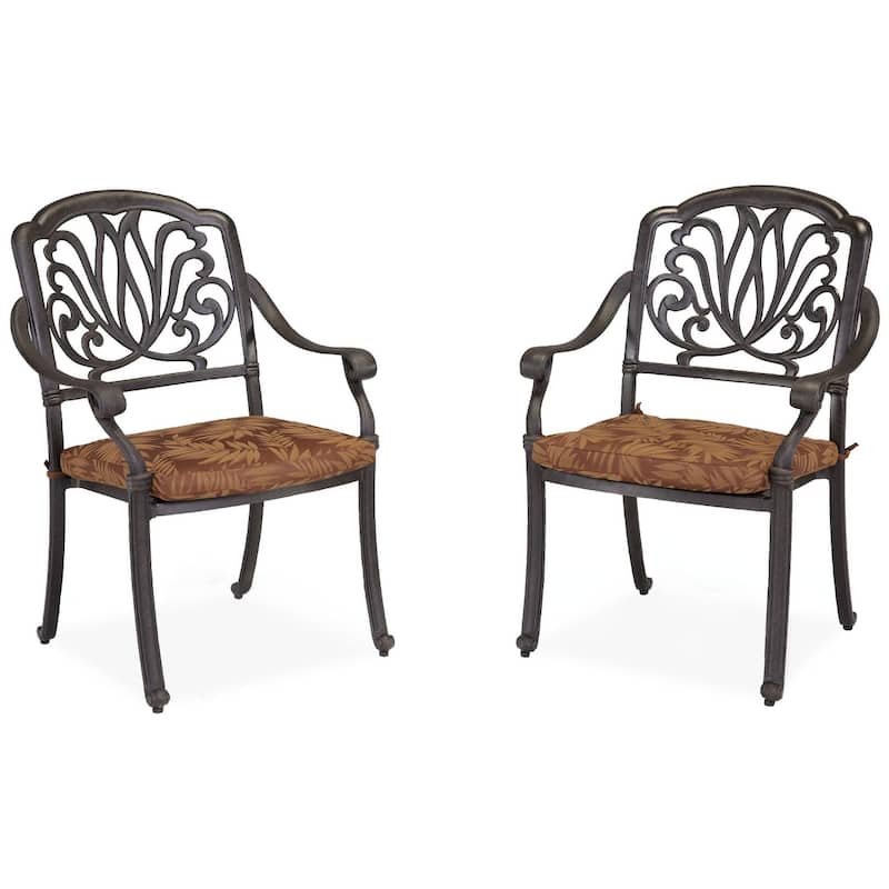 Capri Outdoor Solid Cast Aluminum Chair Pair with Weather-Resistant Polyester Cushions by Homestyles - Charcoal