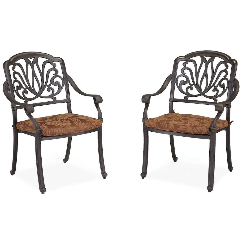 Capri Outdoor Solid Cast Aluminum Chair Pair with Weather-Resistant Polyester Cushions by Homestyles