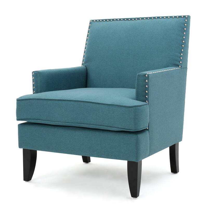 Simple Club Chair Accent Chair Vanity Chair Arm Chair Reading Chair Teal Fabric Padded Chair Leisure Chair