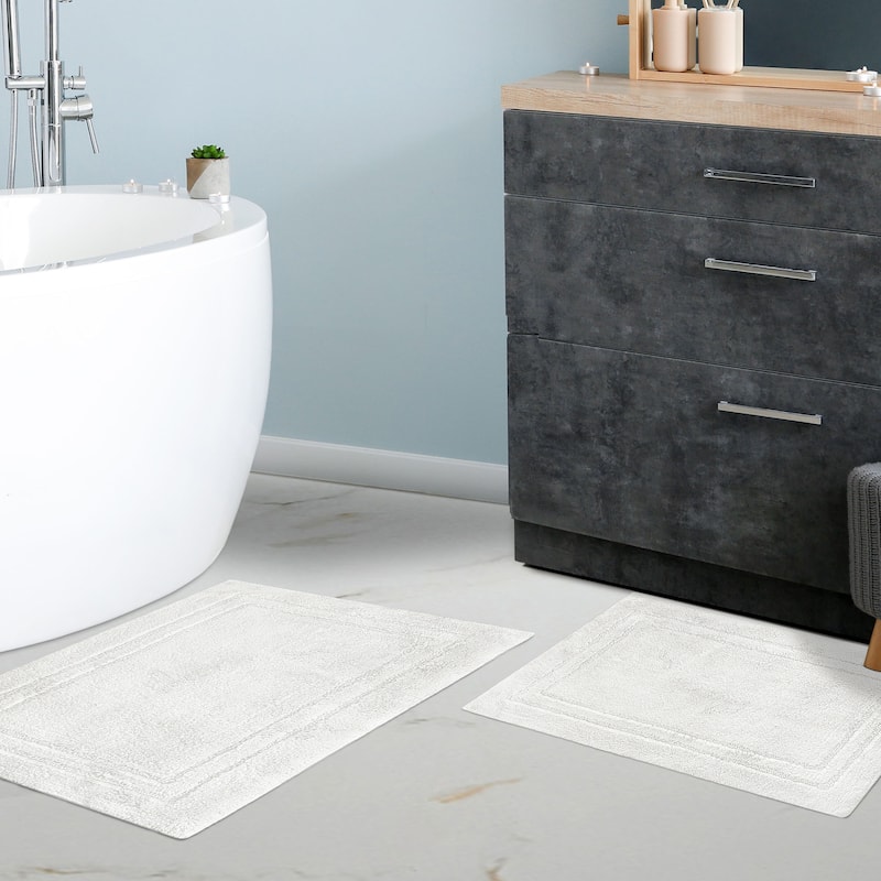 Superior Cotton Solid Non-slip Backing 2-Piece Bath Rug Set