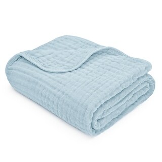 Baby Muslin Blanket - Large 40" X 40", Sky Blue, By Comfy Cub - Sky Blue
