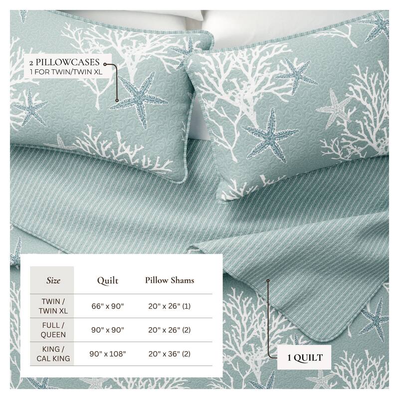 Linery & Co. Coastal Microfiber Quilt Set With Shams