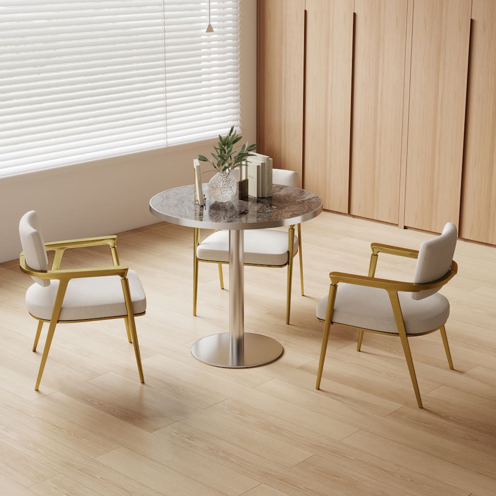 Square Modern Dinning Table 31.5 inches Bistro Table Tulip Table with Faux Marble top, Sturdy Metal Frame Diameter