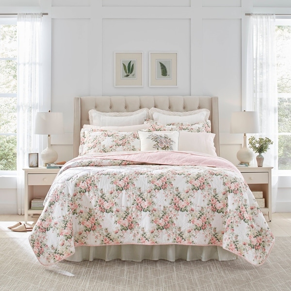 Laura Ashley Amberley Pastel Grey Full/Queen Quilt Set