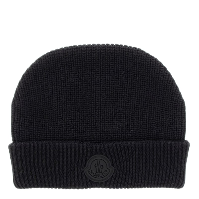 Moncler Wool Blend Logo Beanie - One Size Fits Most
