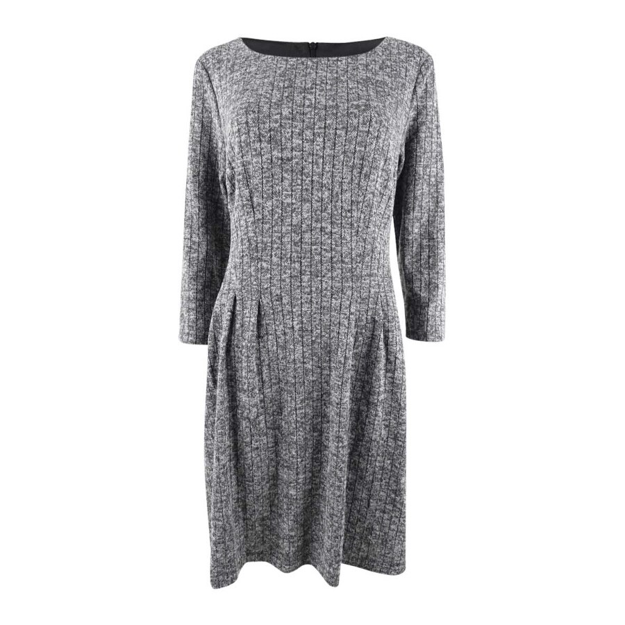 Connected Women's Fit & Flare Sweater Dress (8, Grey) - Overstock - 41167827