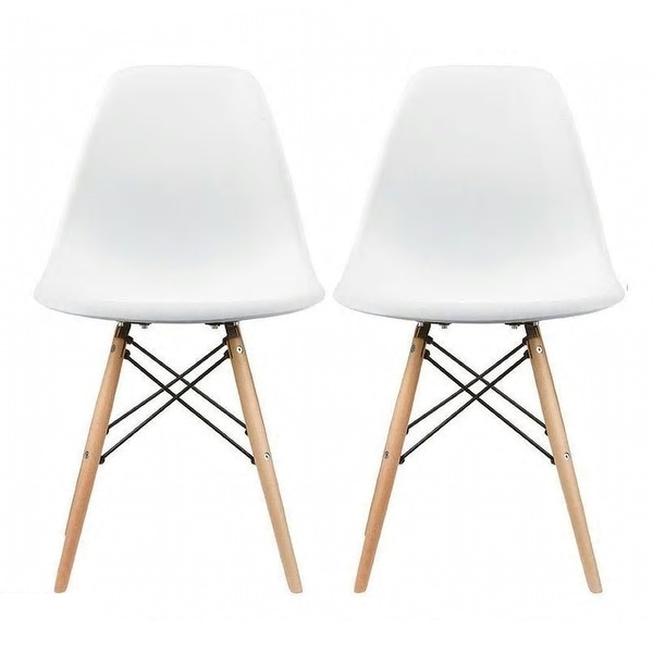 Plastic Eiffel Dining Chairs with Wood Dowel Legs (Set of 2). Opens flyout.