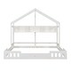 preview thumbnail 12 of 10, Wood Twin Size House Platform Beds with Guardrails and Storage Shelves, Creamy White Finish for Safety and Style