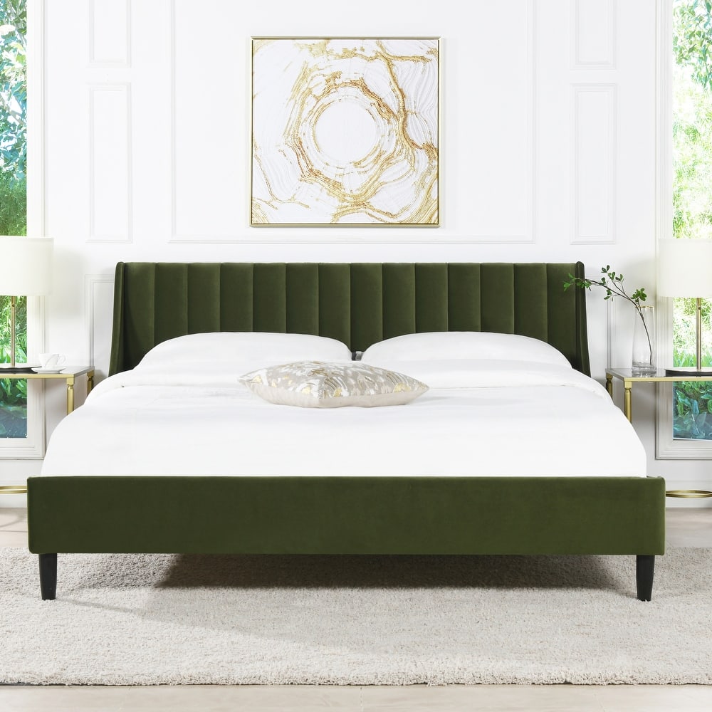 Willow Performance Velvet Channel Tufted Platform Bed