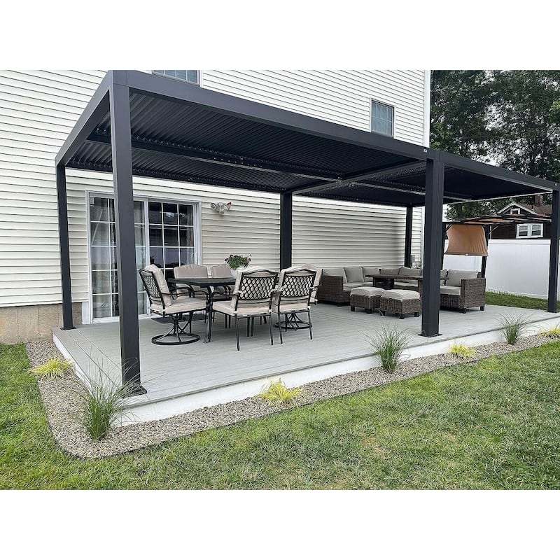 PURPLE LEAF Louvered Pergola Outdoor Aluminum Pergola with Adjustable Roof for Patio Hardtop Gazebo