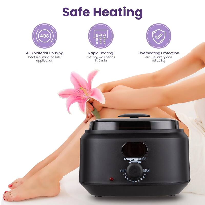 Brazilian Wax Warmer Kit with 5 Hard Wax Beads & Digital Display - For Full Body, Face, Bikini, Sensitive Skin