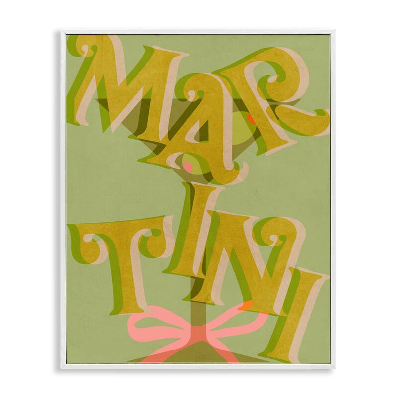 Stupell Classic Retro Martini Framed Giclee Art Design By Lil' Rue - 16 x 20 - White