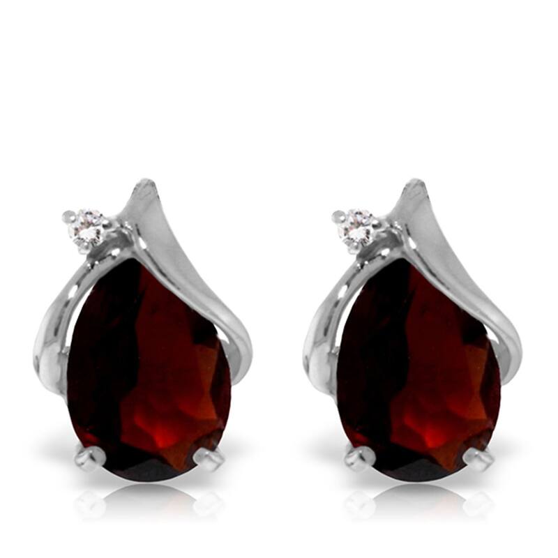 4.06 Carat 14K Solid Gold Stud Earrings Diamond Garnet Jewelry - White