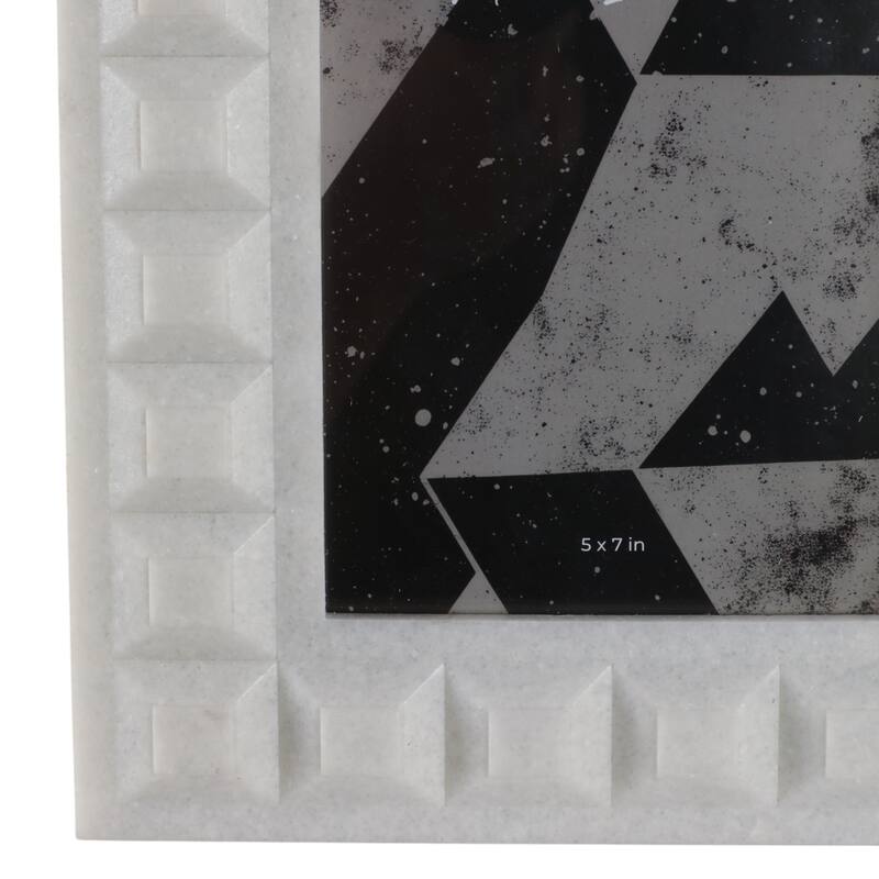 Resin Block Border Decorative Photo Frame - White