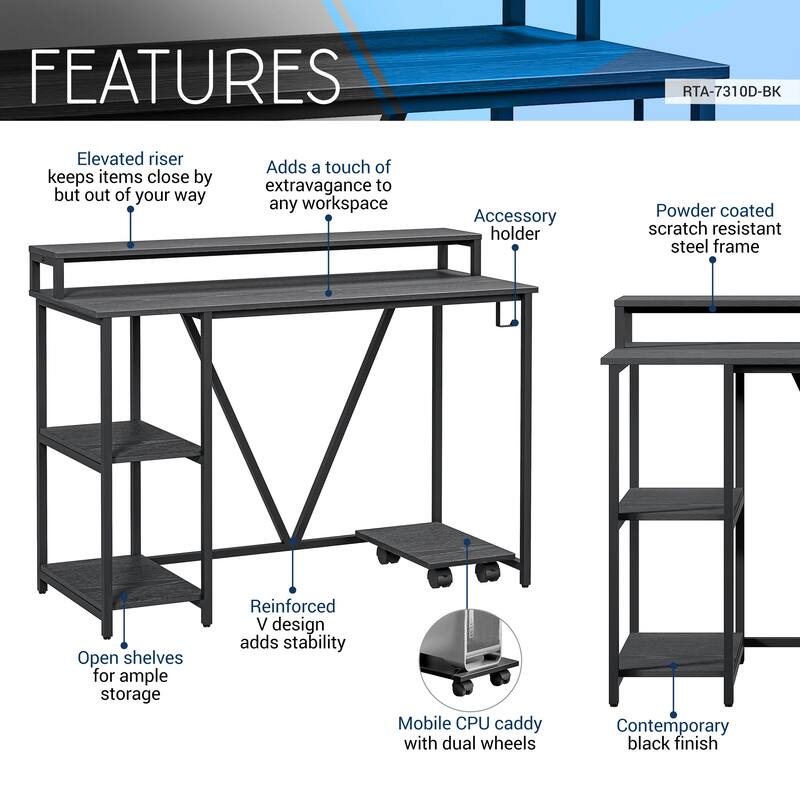 Versatile Industrial Writing Desk for Enhanced Work Efficiency and Style