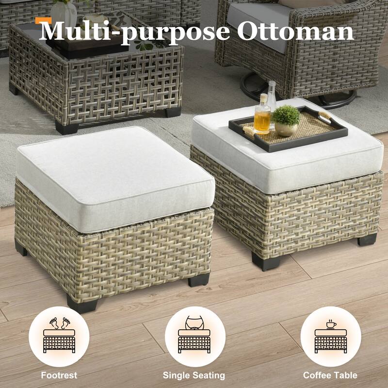 XIZZI 7 Pieces Patio Furniture Wide Armrest Conversation Sofa Set with Ottomans