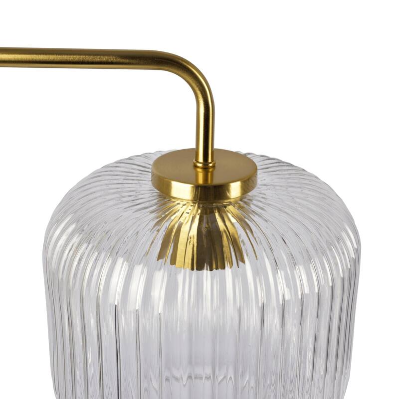 Haven Clear Glass Table Lamp with Gold Brush Metal and Marble Base, Button Control, 23-Inch Height