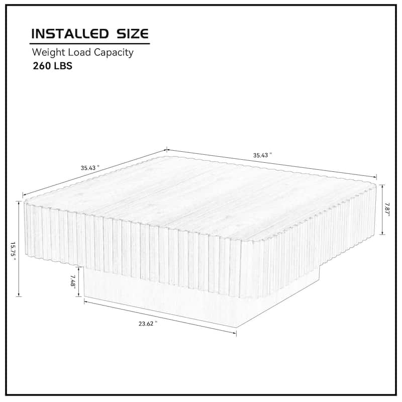 GDF Studio - Halden Modern Square Wood Veneer Coffee Table with Handcrafted Relief