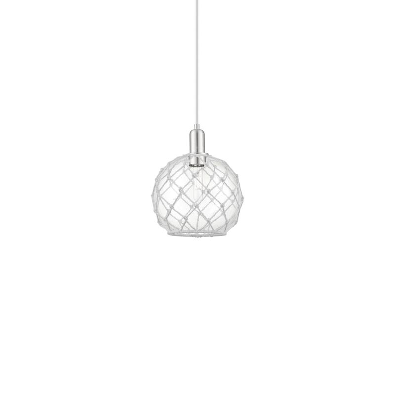 Innovations Lighting 716-1P-13-10 Farmhouse Rope Pendant Farmhouse - Brushed Satin Nickel / Clear Glass with White Rope
