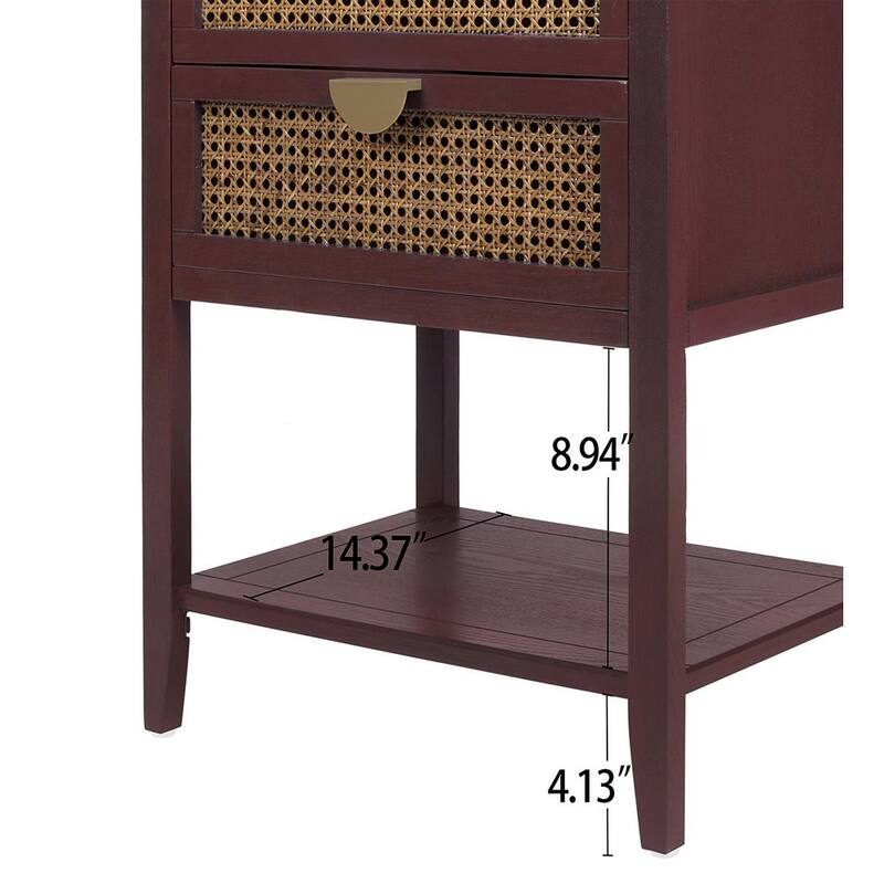 2-Drawer Nightstand Bed Side Table with Storage Cabinet End Table shelf Wood Side Table