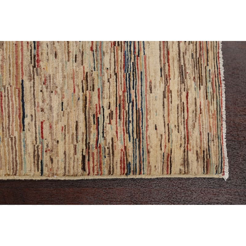 Modern Striped Gabbeh Kashkoli Area Rug Wool Hand-knotted Foyer Carpet - 2'10" x 3'10"