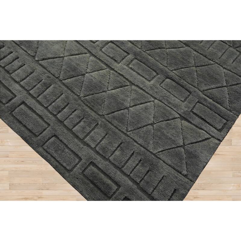 8x10 Tibetano Hand Knotted Wool Tone on Tone Modern & Contemporary Gray Rug - 8' x 10'