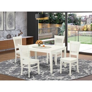 5 Piece Dinette Set - Wood Dining Table & Chairs - Linen White Cottage ...