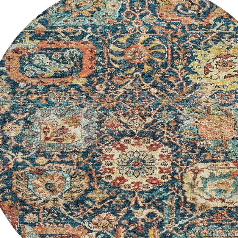 HomeRoots Damask Traditional Rectangle Outdoor Rug