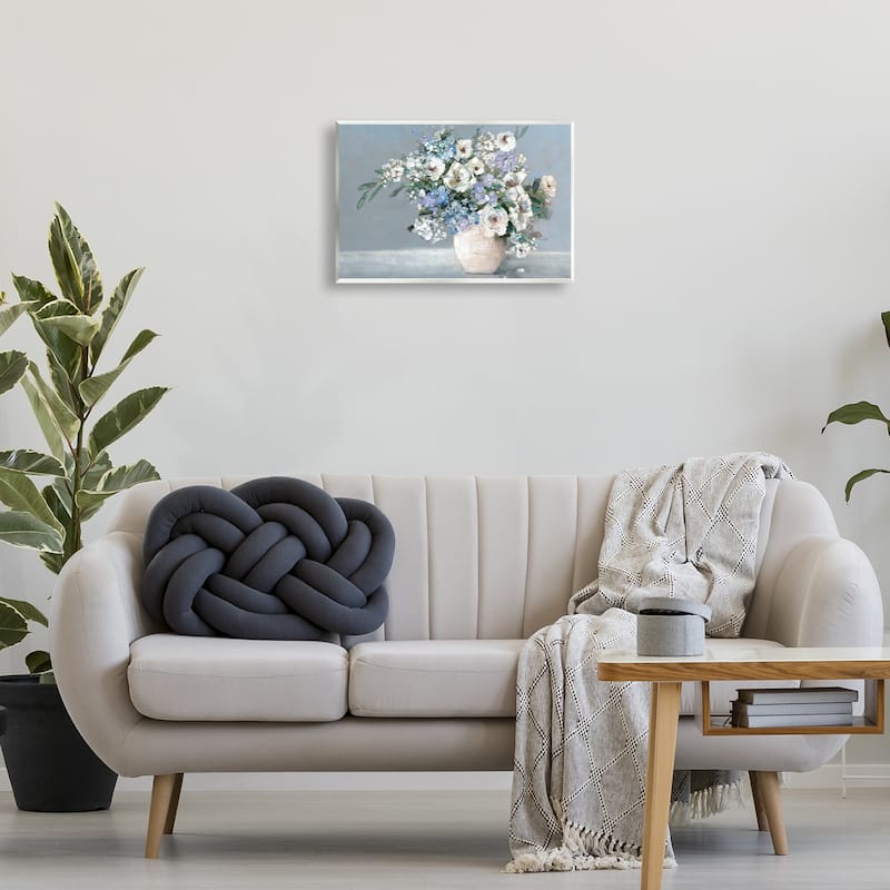 Stupell Elegant Blooms on Blue Wall Plaque Art Design By Sally Swatland
