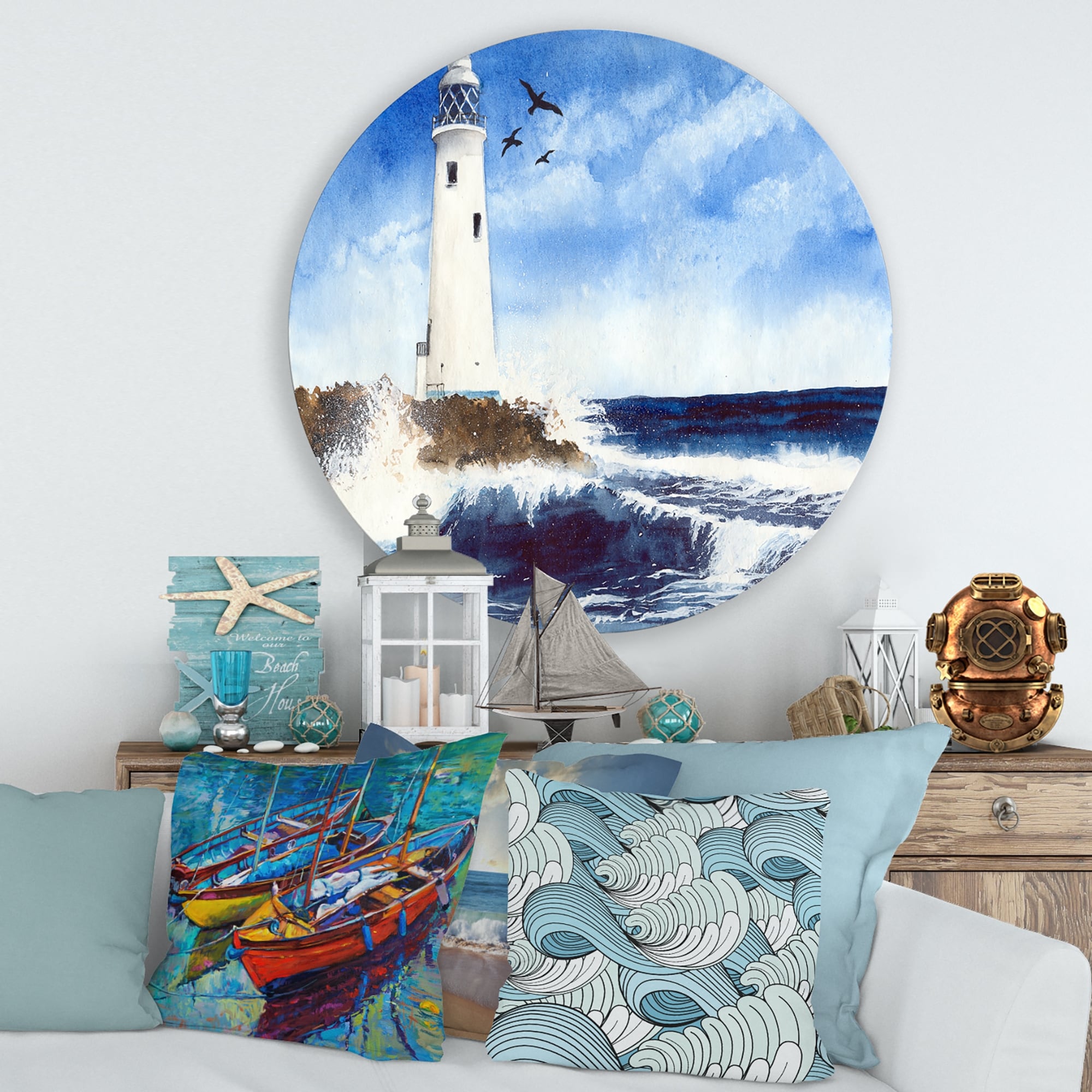Lighthouse Watercolor Painting Art Print, Pelican Art, Lighthouse Art,  Canvas Wall Art, Coastal Decor, Lighthouse Decor, Nautical Print 