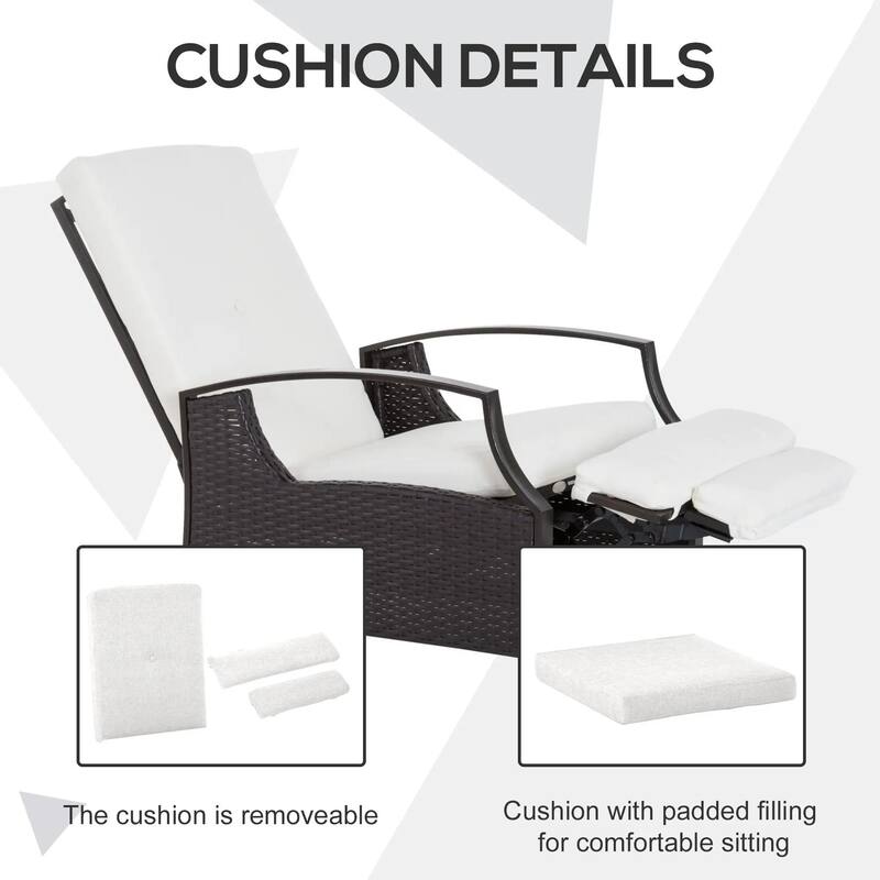 Patio Recliner Chair, PE Wicker with Comfy Cushions, Armrests