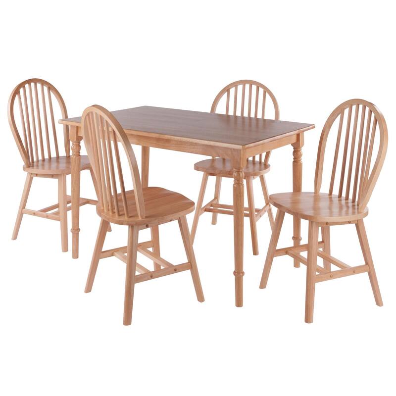 5-Piece Wooden Dining Table and Chairs - 47.25" - Brown
