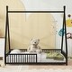 preview thumbnail 32 of 38, Metal House Platform Bed with Triangle Structure and Guardrail