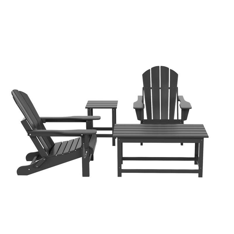 Laguna Hdpe All Weather Outdoor Patio Foldable Adirondack Chairs Conversation Set (4-Piece Set)