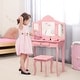preview thumbnail 1 of 5, Kids Vanity Table and Stool Set Princess Makeup Dressing Table