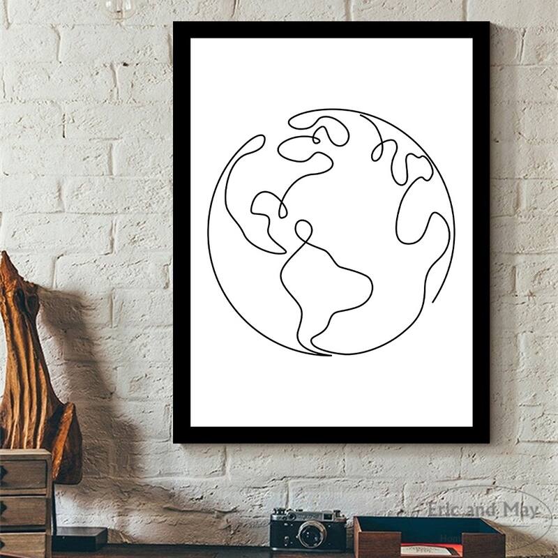 Venice Beach Collections features EARTH LINE ART - 14"x18" Framed Print Artwork